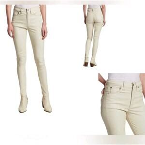 RAG & BONE Women’s Size 24 Jean Off White Nina Skinny Lamb Leather Pants Moto